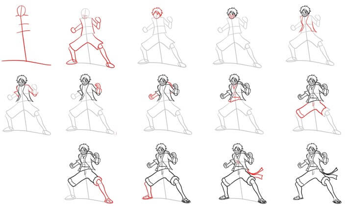 Dibujos de Luffy fighting stance