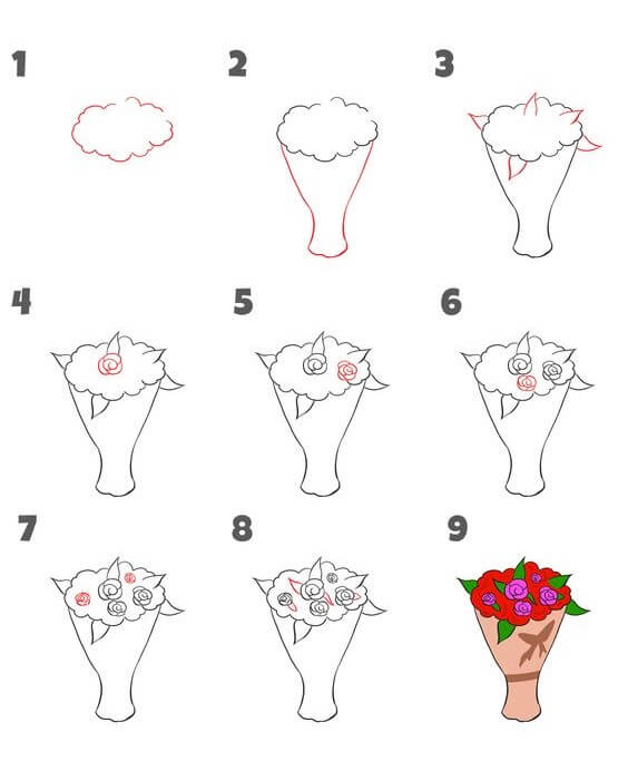 Dibujos de Un ramo de rosas