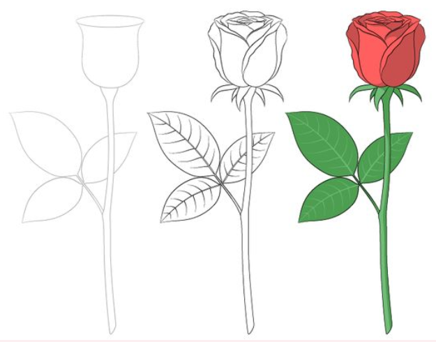 Dibujos de Una rosa fácil