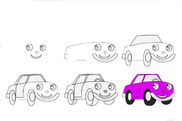 Dibujos de Un coche de dibujos animados