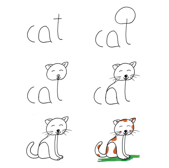 Dibujos de Un gato de la palabra CAT