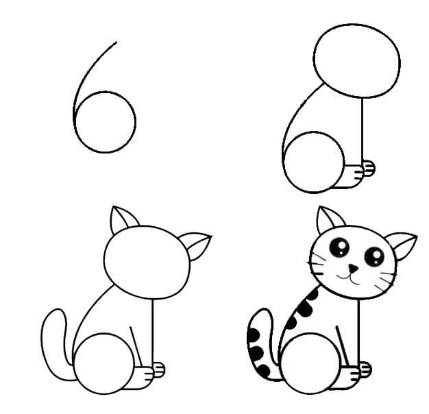 Dibujos de Un gato del número 6