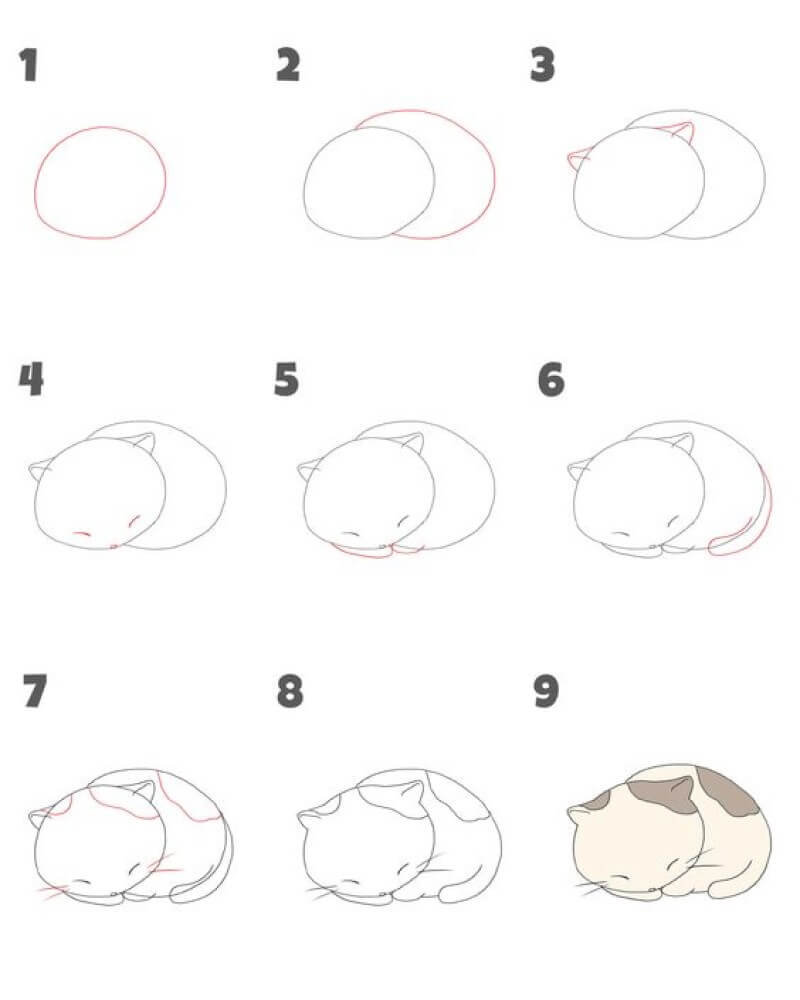 Dibujos de Un gato esta durmiendo