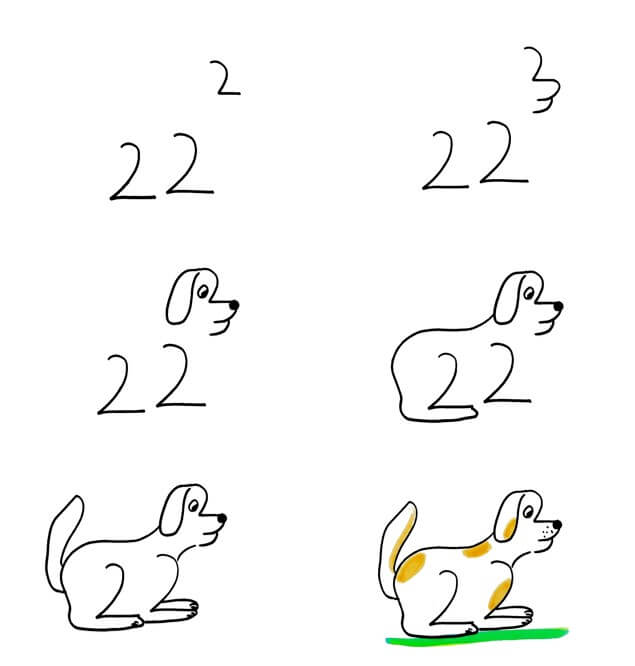 Dibujos de Un perro del número 2 - Idea 62