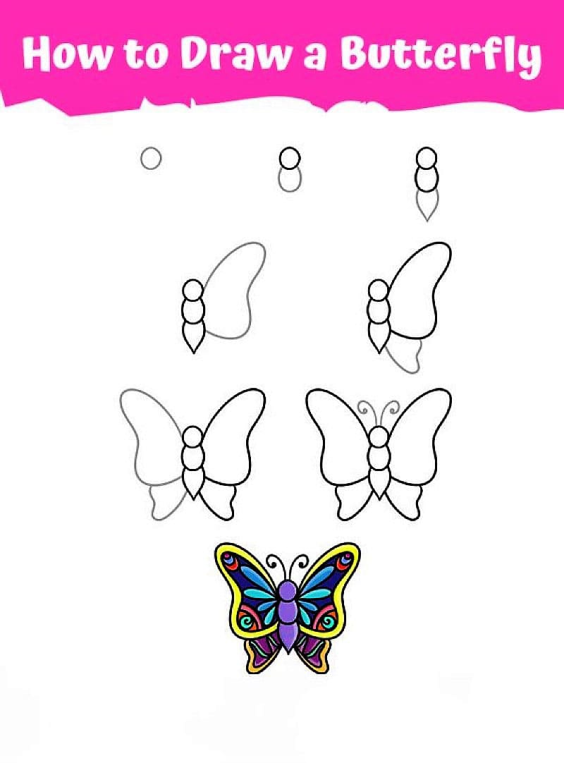 Dibujos de Una mariposa colorida y sencilla