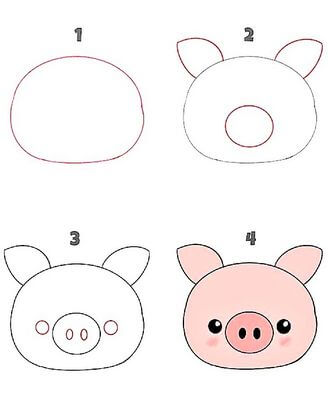 Dibujos de Cerdo muy simple y fácil