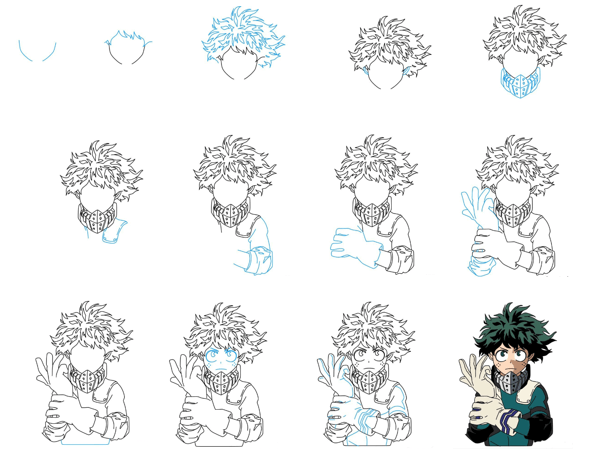 Dibujos de Determinación Deku