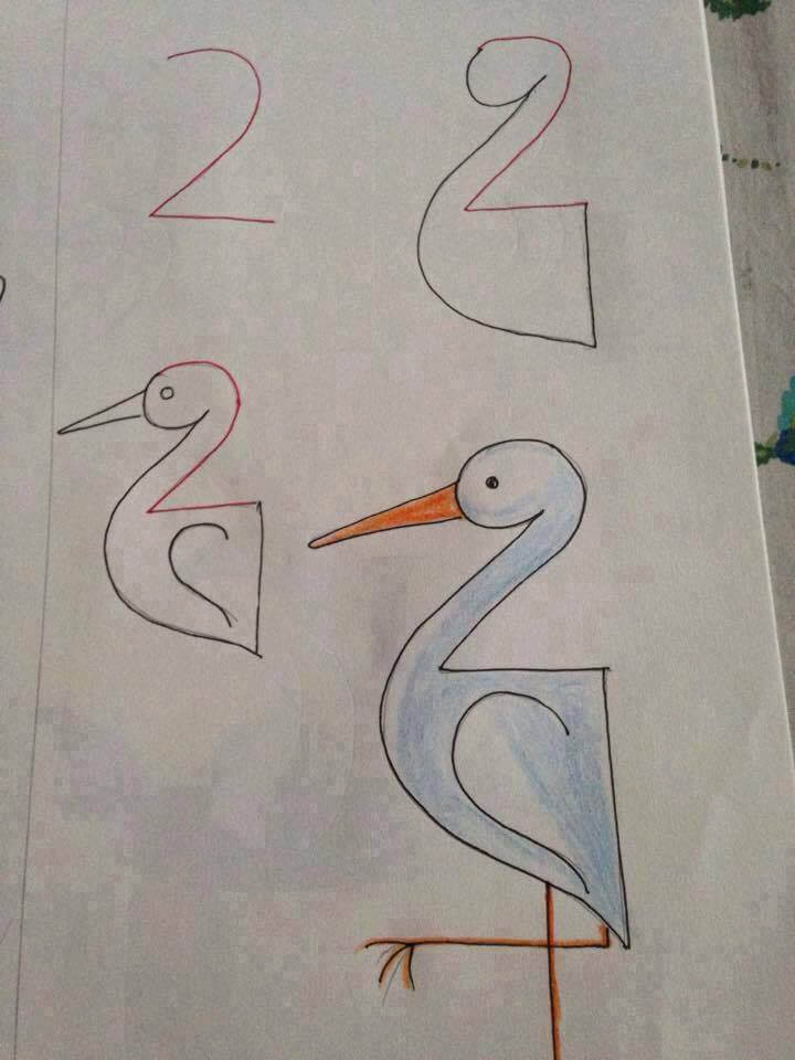 Dibujos de Pájaro del número 2