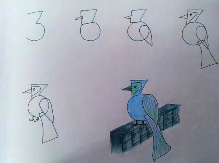 Dibujos de Pájaro del número 3