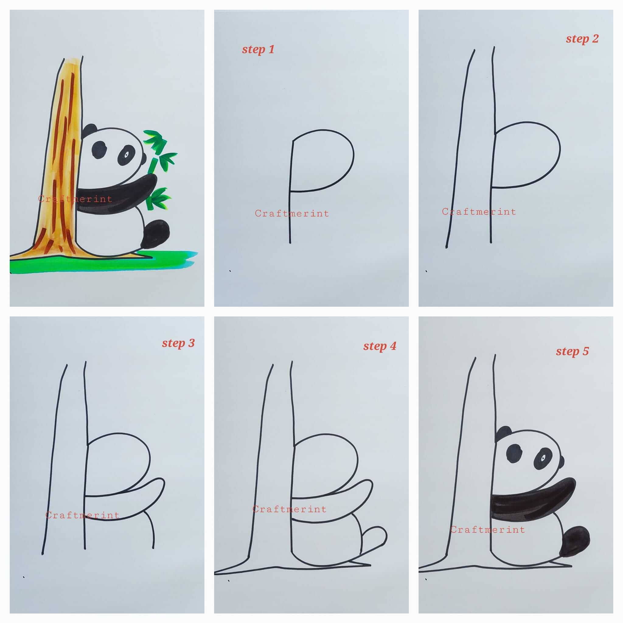 Dibujos de Panda de la letra P