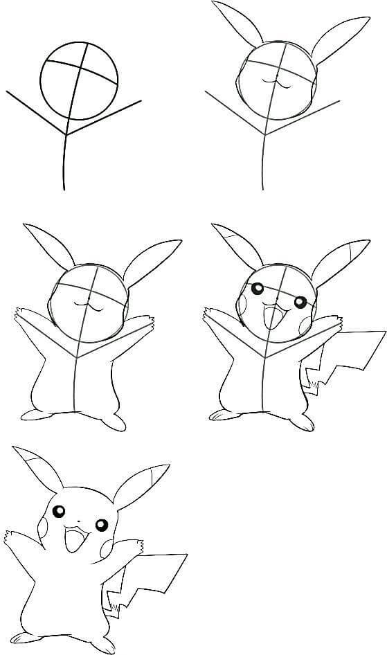 Dibujos de Pikachu esta feliz