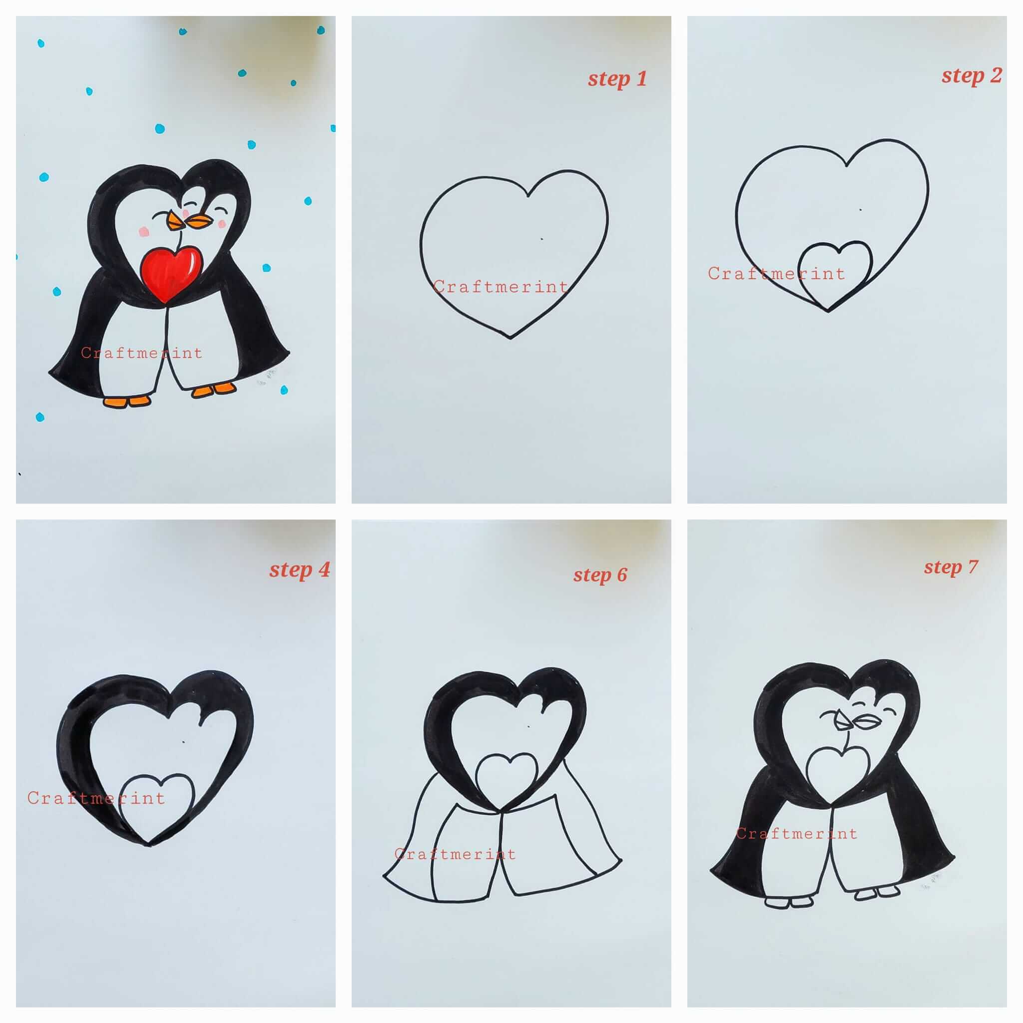 Dibujos de Pingüinos Pareja