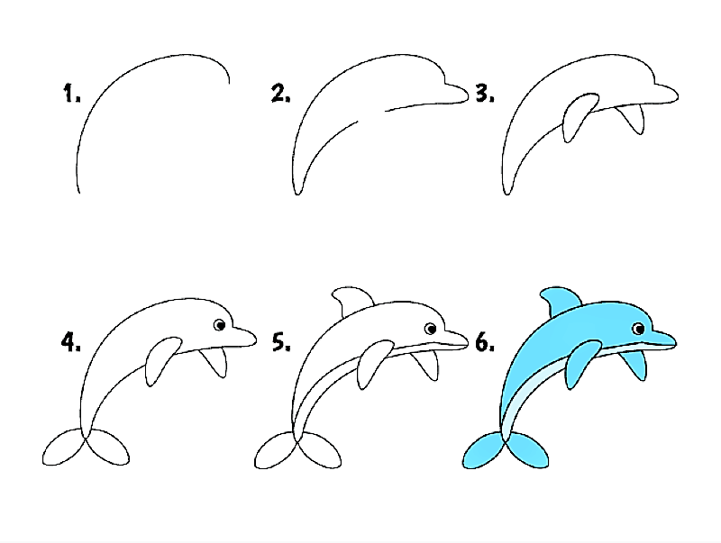 Dibujos de Un delfín azul