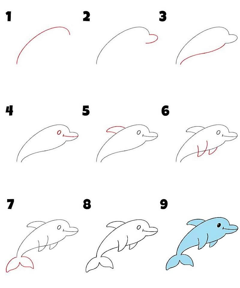 Dibujos de Un delfin en el mar