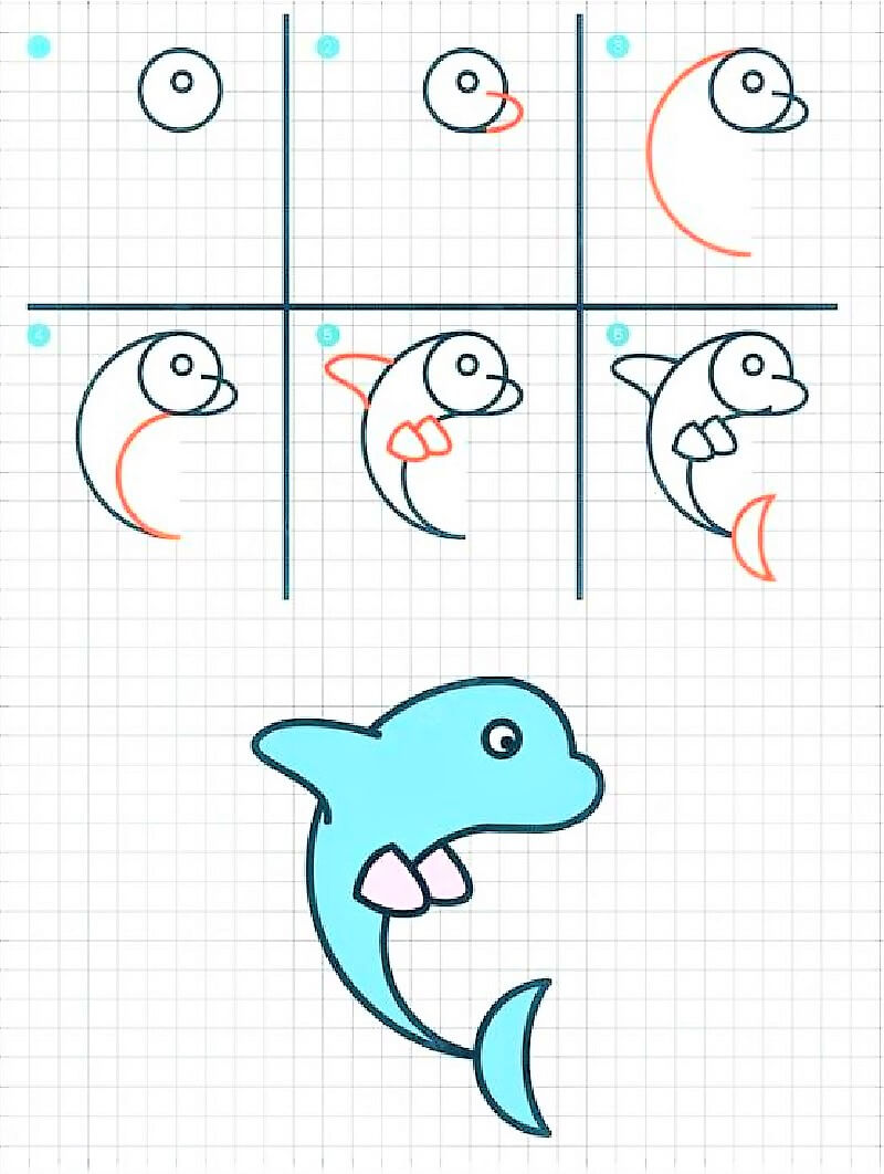 Dibujos de Un delfin kawaii