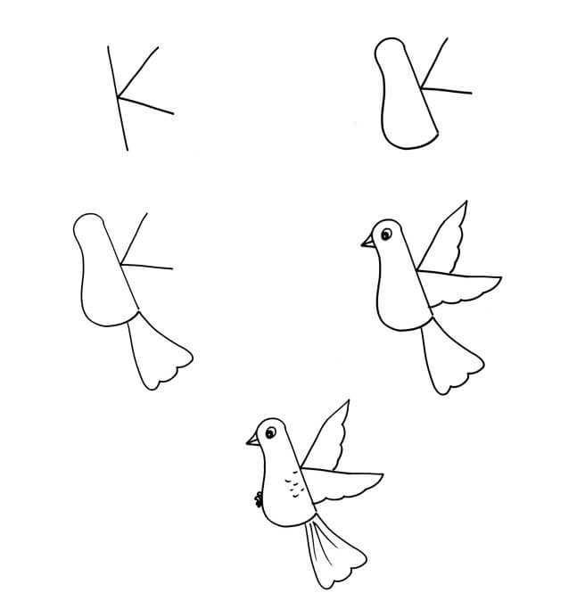 Dibujos de Un pájaro de la letra K