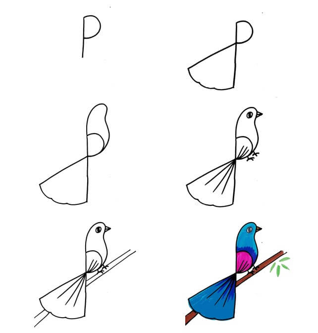 Dibujos de Un pájaro de la letra P