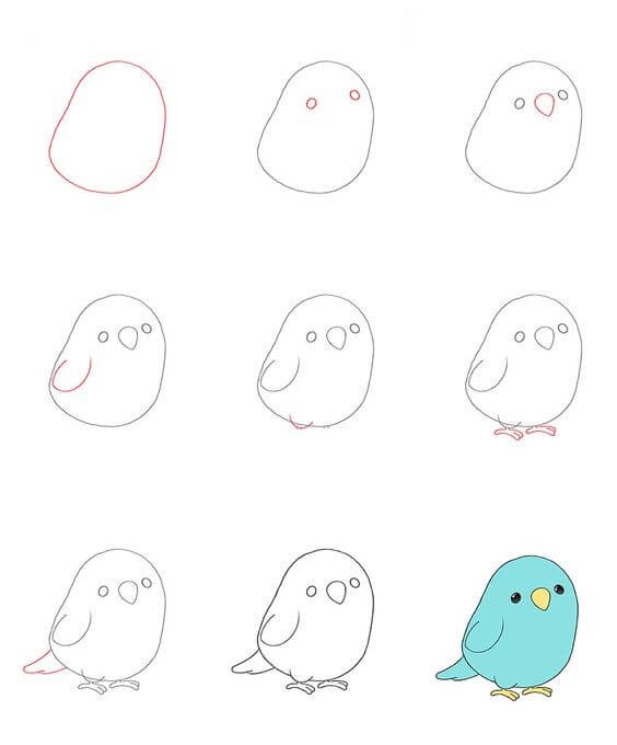 Dibujos de Un pájaro kawaii - Idea 30