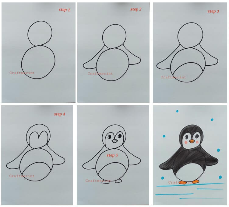 Dibujos de Un pingüino del número 8