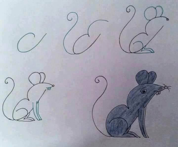 Dibujos de Un ratón simple y fácil