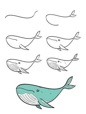 Dibujos de Una ballena verde