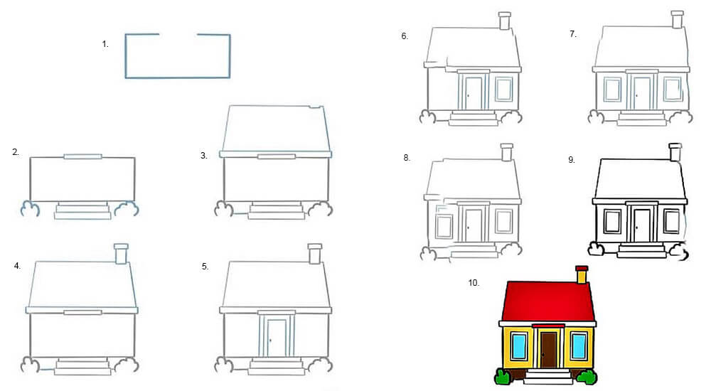 Dibujos de Una casa con pequeña chimenea