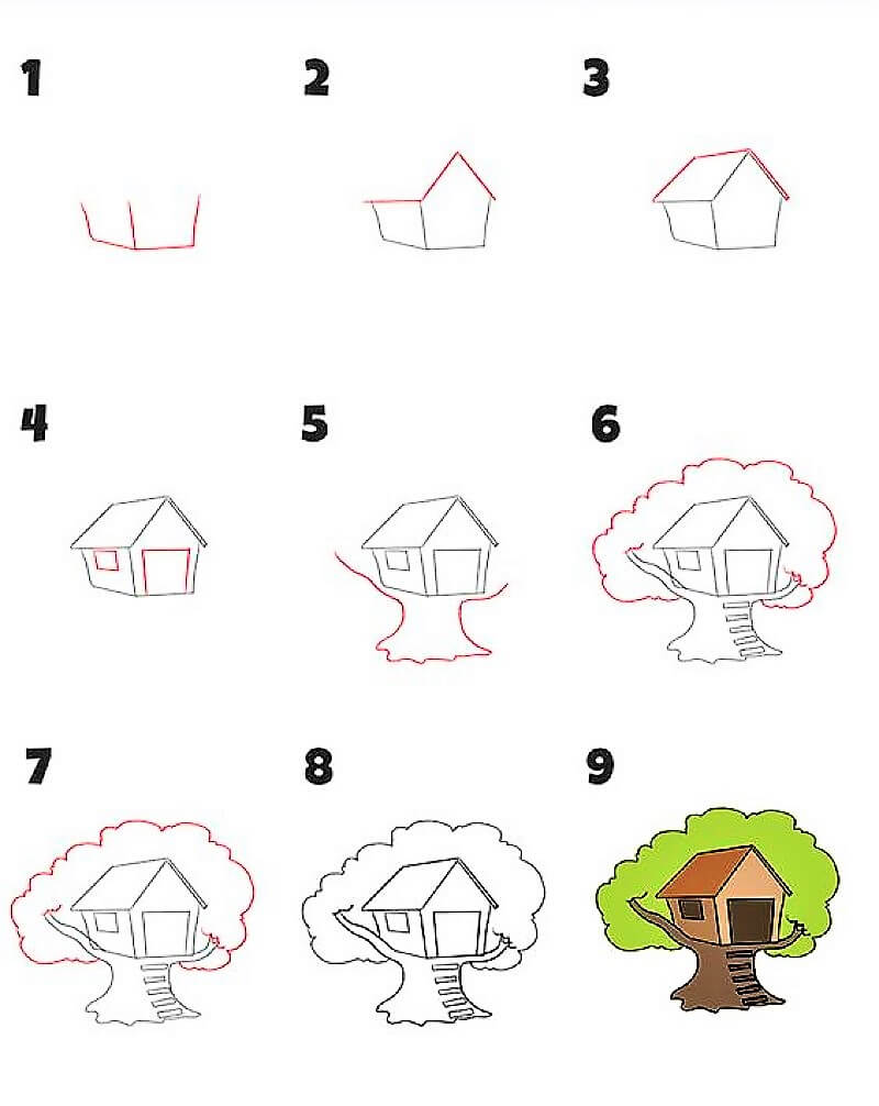 Dibujos de Una casa en un árbol