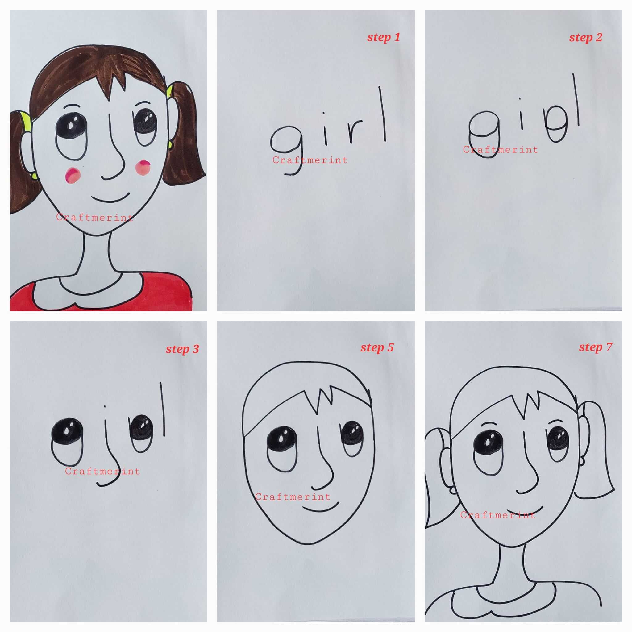 Dibujos de Una niña de la letra GIRL