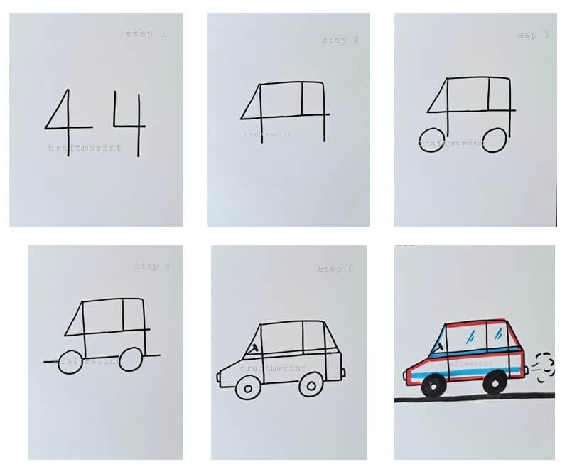 Dibujos de Un coche del número 4