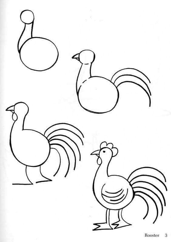 Dibujos de Un gallo sencillo