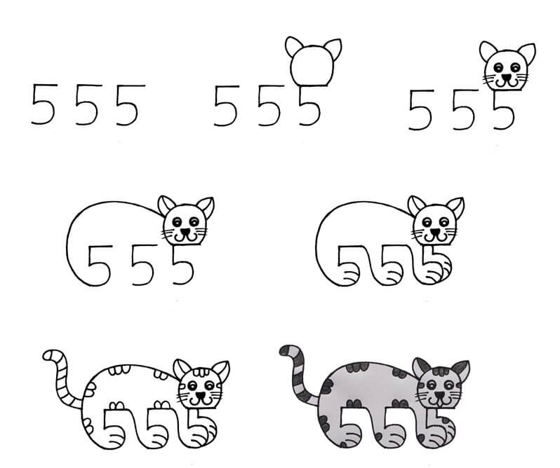 Dibujos de Un gato del número 555