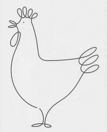 Dibujos de Un pollo con una línea