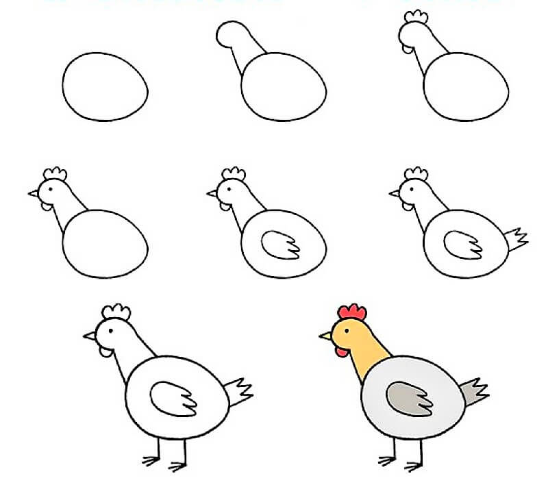 Dibujos de Un pollo fácil