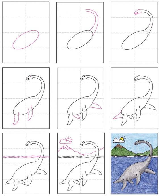 Dibujos de Dinosaurio submarino – Idea 54