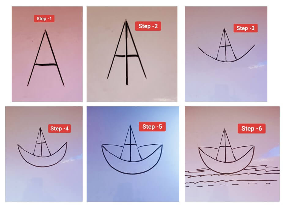 Dibujos de Un barco de la letra A