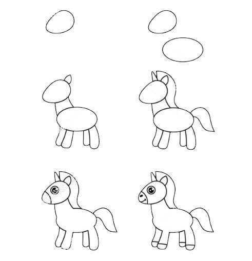 Dibujos de Un caballo bebe