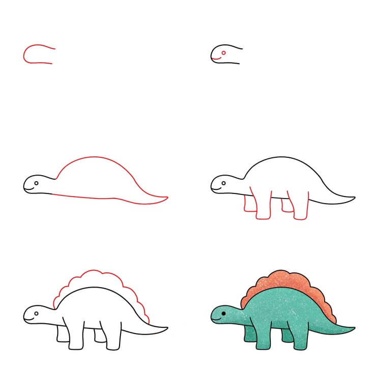 Dibujos de Un dinosaurio fácil