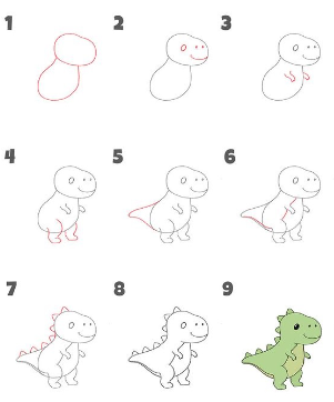 Dibujos de Un dinosaurio – Idea 3  Un lindo dinosaurio bebé