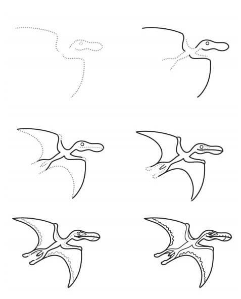 Dibujos de Un dinosaurio volador