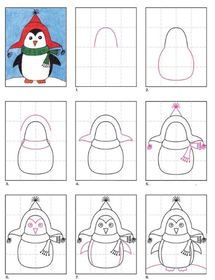 Dibujos de Un pingüino en Navidad