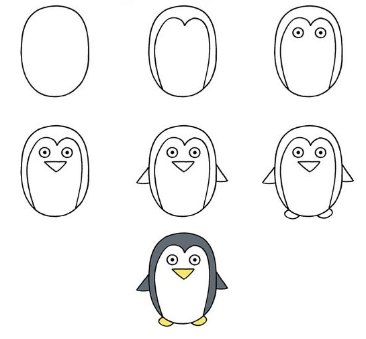 Dibujos de Un pingüino fácil