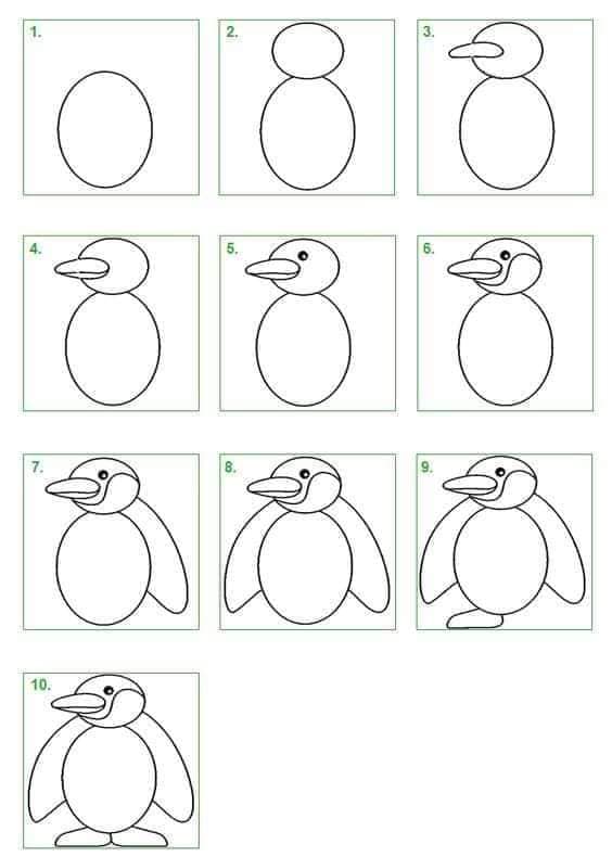 Dibujos de Un pingüino kawaii