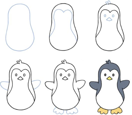 Dibujos de Un pingüino para niños