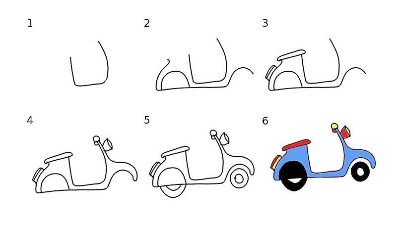 Dibujos de Un scooter fácil