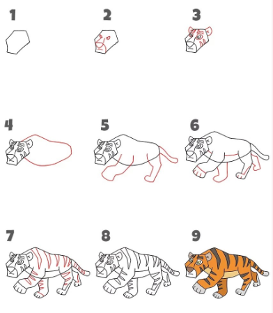 Dibujos de Un tigre fuerte