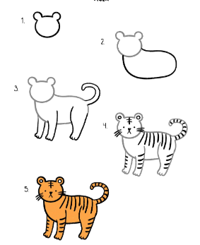 Dibujos de Un tigre simple