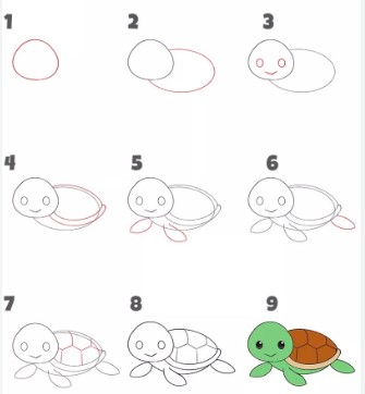 Dibujos de Una pequeña tortuga