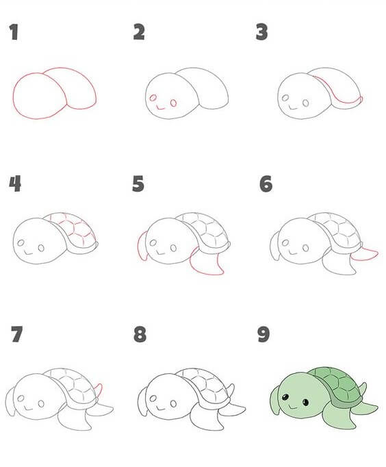 Dibujos de Una tortuga kawaii - Idea 21