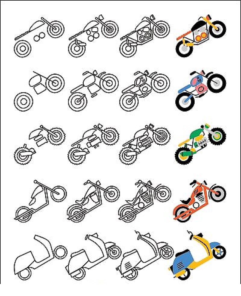 Dibujos de Motos cuesta arriba