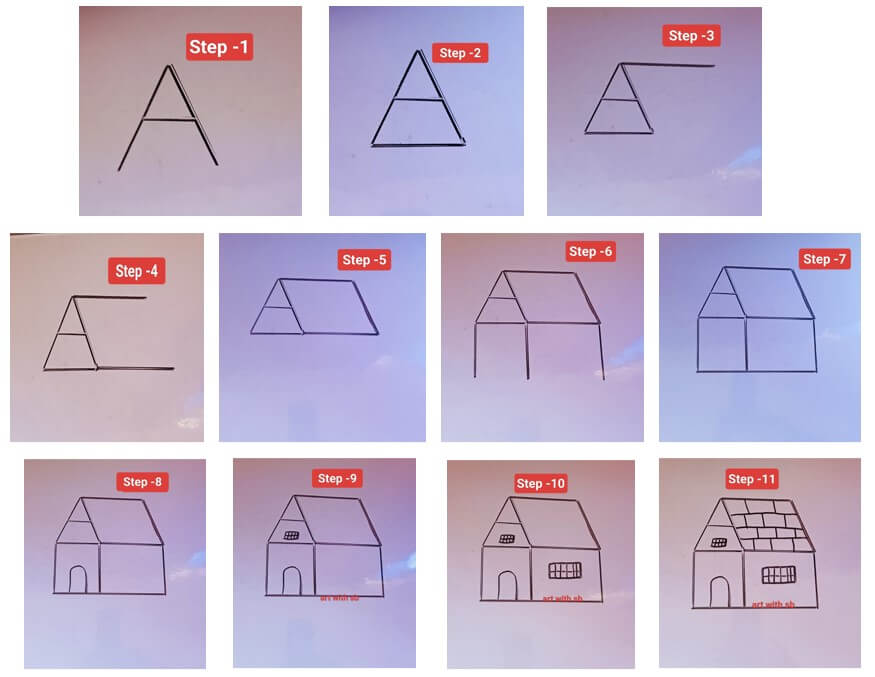 Dibujos de Draw a house from the letter A